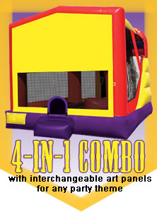 4-in-1 Combo with Available in many themes!  Spiderman, Yo Gabba, TMNT, Frozen, Noah's Ark and more!